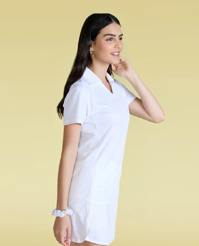 Airy Match Polo Top White