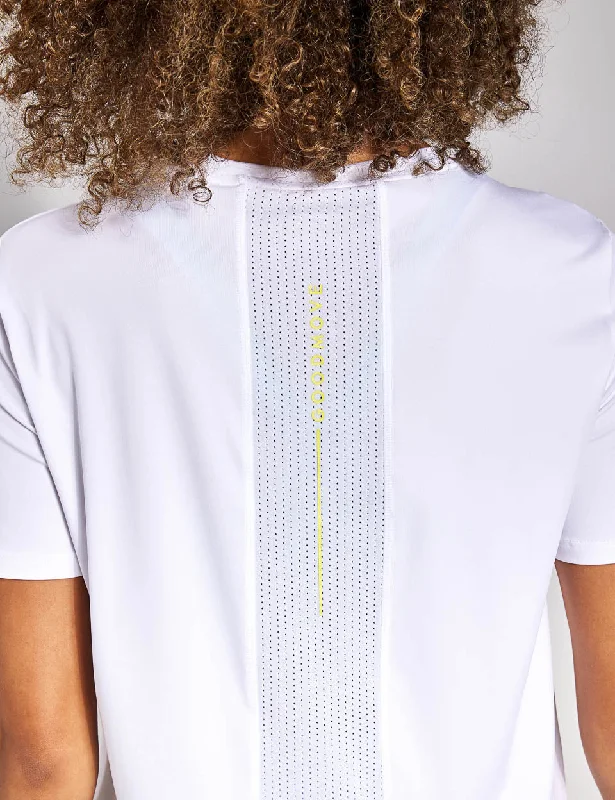 Scoop Neck Mesh Back T-Shirt - White