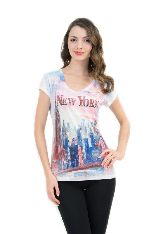 NYC Skyscrapers V-Neck T-Shirt