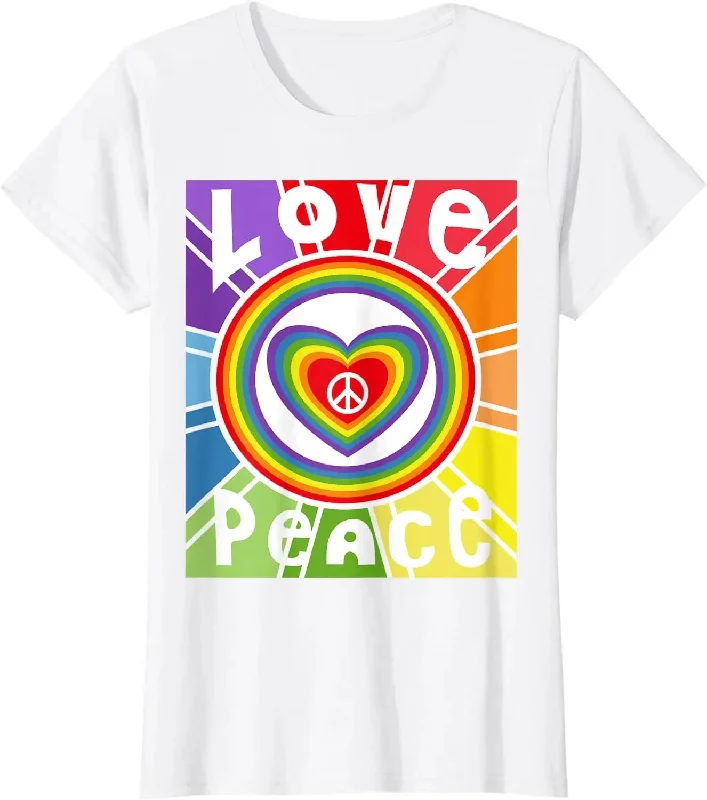 Female Colorful Love Peace Heart Fashion T Shirt