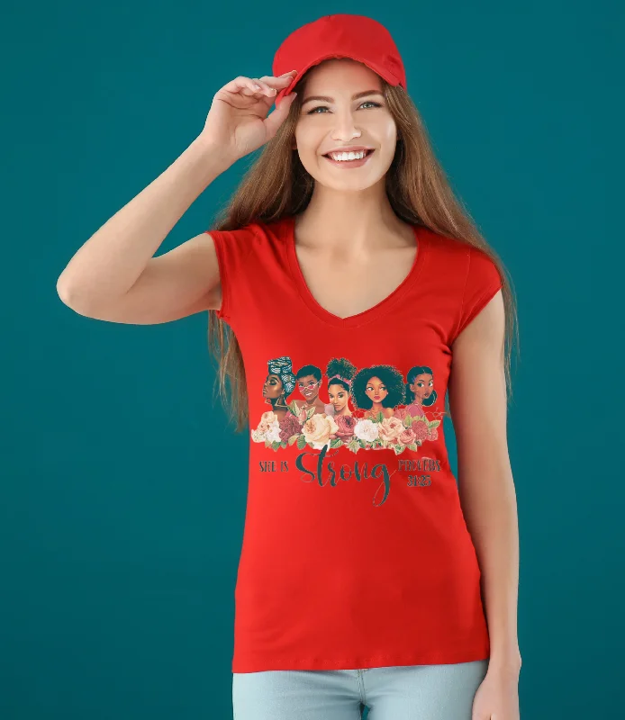 She is strong Red T- Shirt