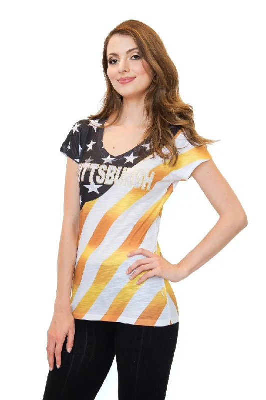 Pittsburgh USA Flag V-Neck T-Shirt