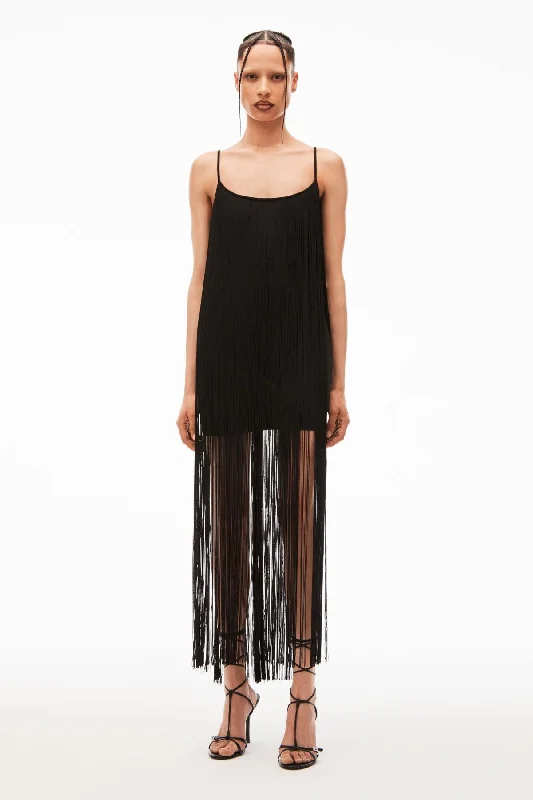 Alexander Wang Fringe Tank Mini Dress - Black