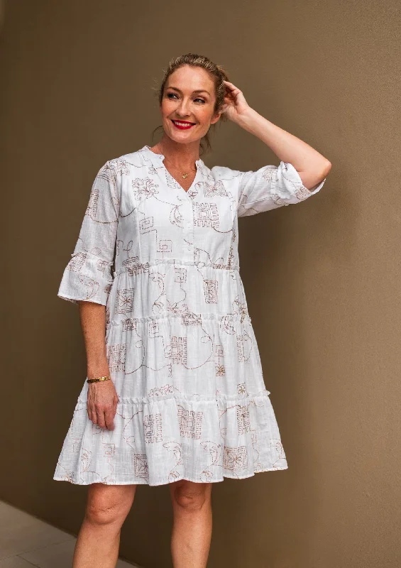 Andrea White Embroidered Resort Dress