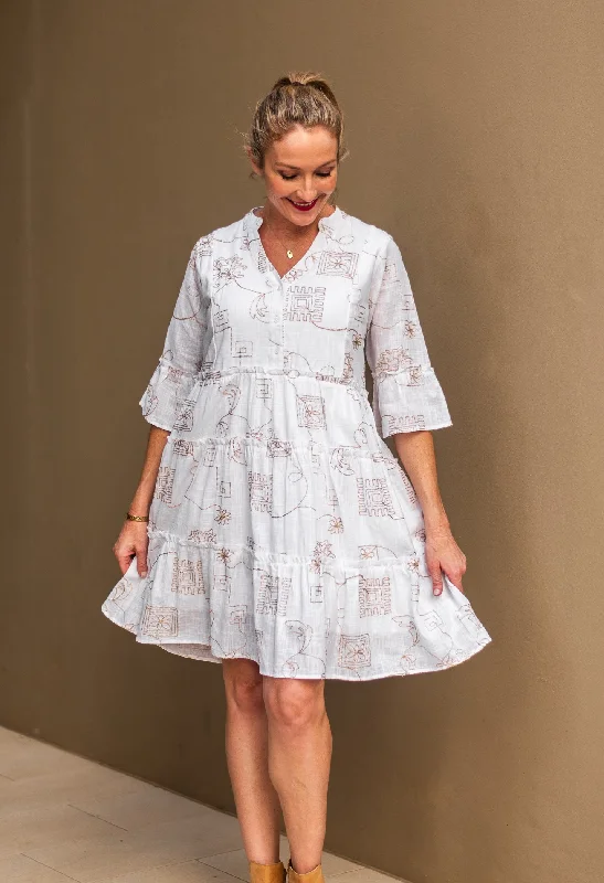 Andrea White Embroidered Resort Dress