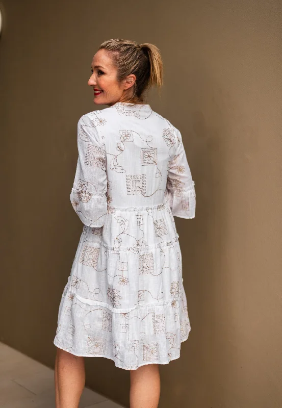 Andrea White Embroidered Resort Dress