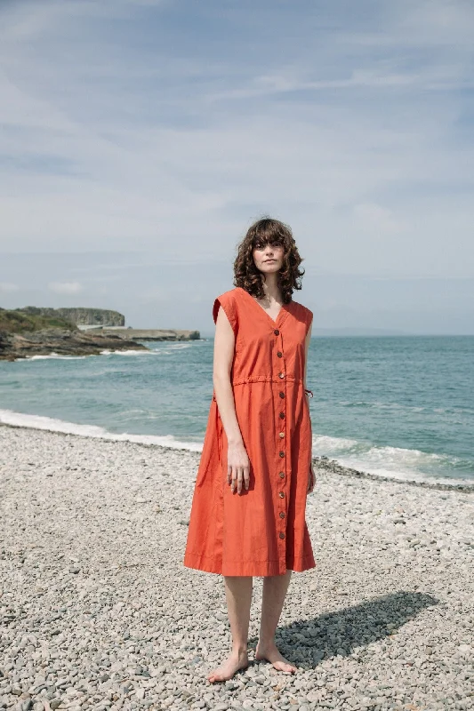 Athena Organic Cotton Dress in Rust