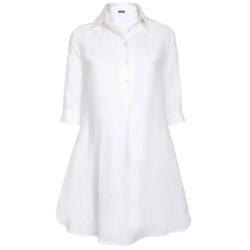 ORGANIC LINEN SHIRT DRESS ""BAHAMAS"" IN WHITE