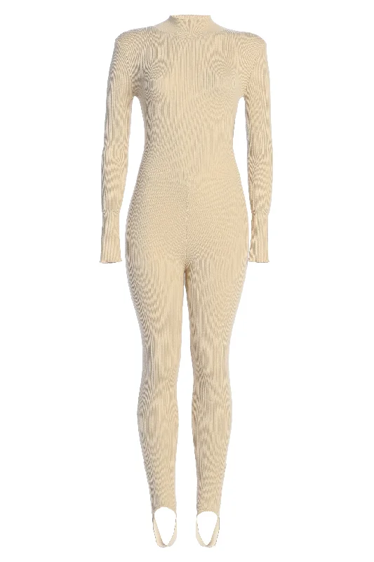 Beige Minna Mock Neck Jumpsuit