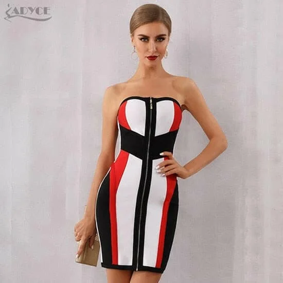 Summer Strapless Midi Club Dress Runway Celebrity Evening Party Dress