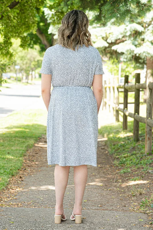 Ditsy Floral Midi Dress in Moody Blue