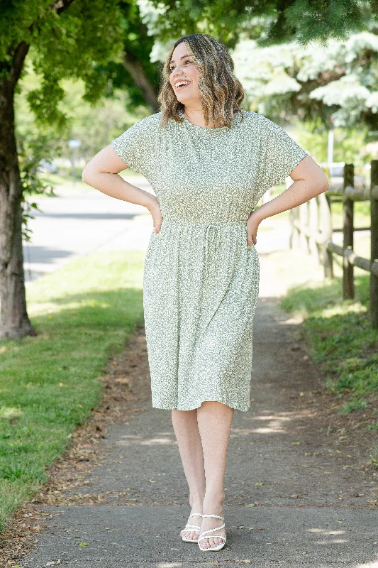 Ditsy Floral Midi Dress in Sage