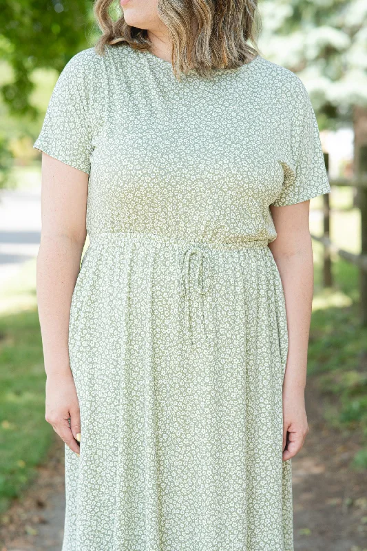 Ditsy Floral Midi Dress in Sage