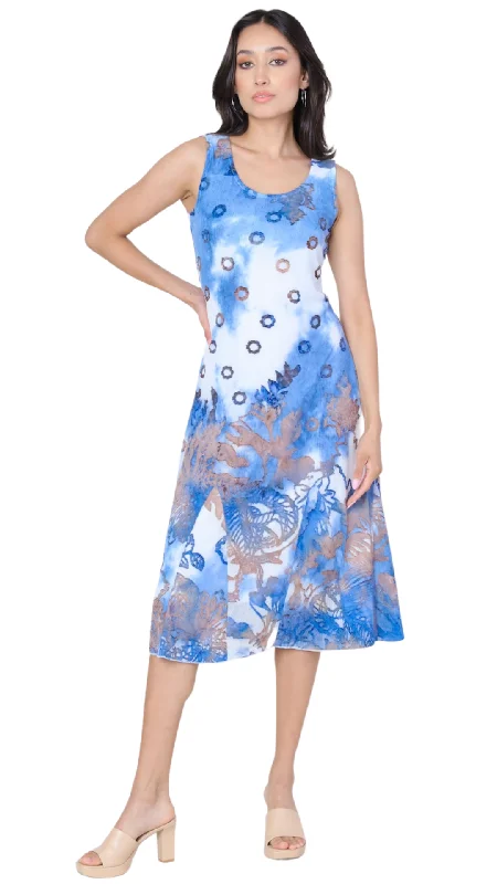 Burnout Overlay Printed Dress. Style CAT124101