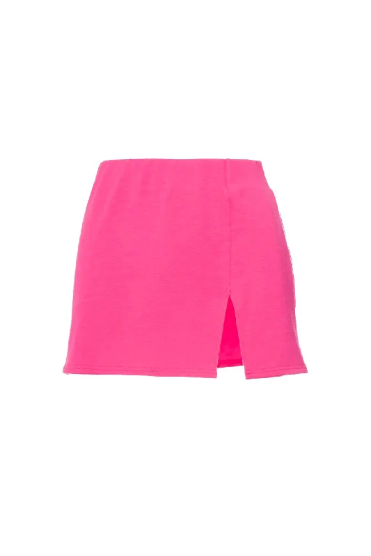 Front Slit Mini Skirt in Fuchsia