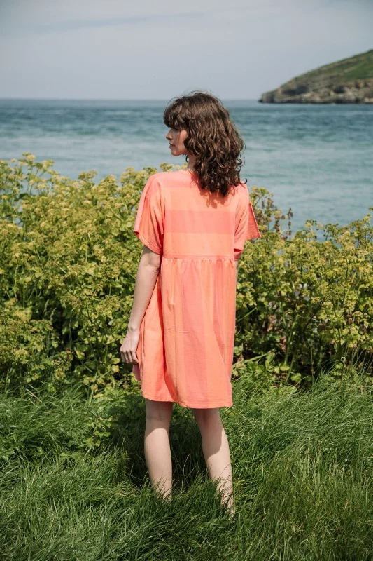 Lois-Sue Organic Cotton Dress in Coral and Apricot