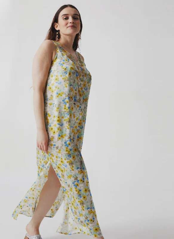 SLEEVELESS SLIP DRESS ""PAT AST"" WITH FLOWER PRINT