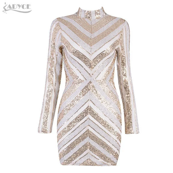 Spring Arrive Celebrity Runway Party Sequined Dress Women Elegant Long Sleeve Sexy Mini Luxury Club Dress Vestido