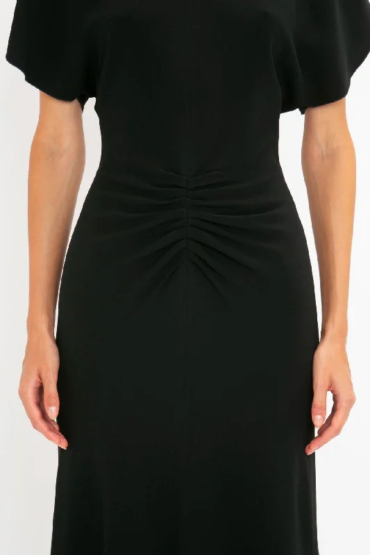 Victoria Beckham Gathered Waist Midi Dress - Black