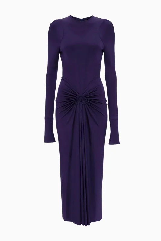 Victoria Beckham Gathered Midi Dress - Ultraviolet