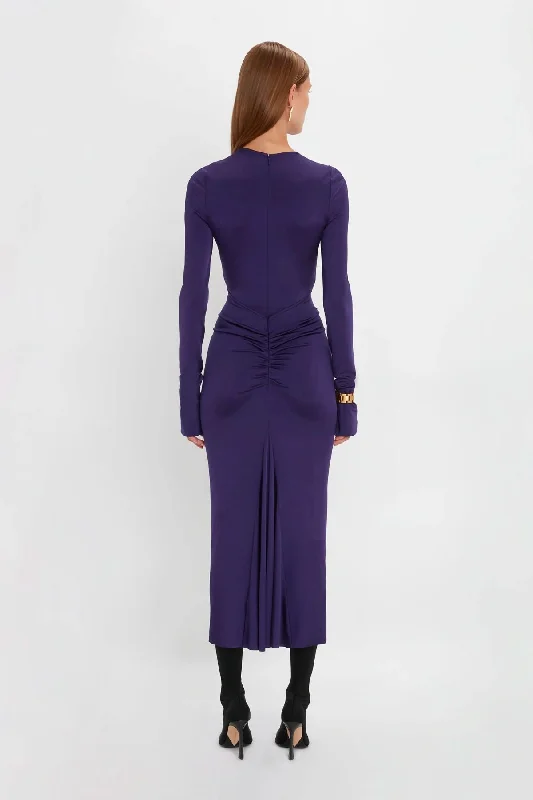 Victoria Beckham Gathered Midi Dress - Ultraviolet