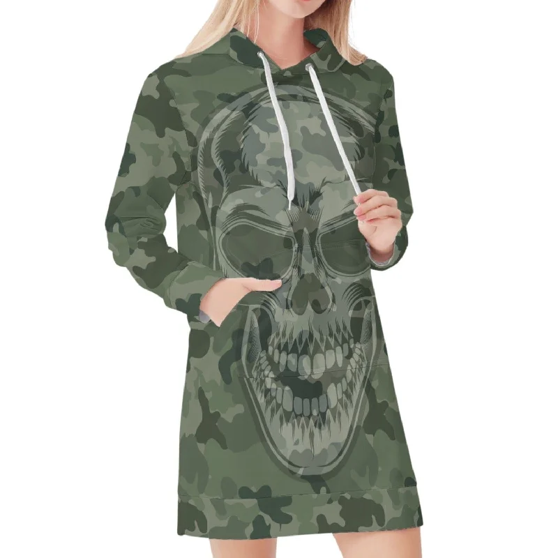 Women's Skull Green Camo Hoodie Dress