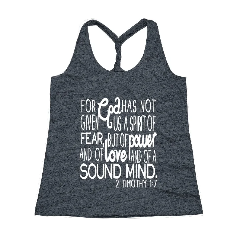 2 Timothy 1:7 Bible Verse Women's Workout Twist Back Tank Top