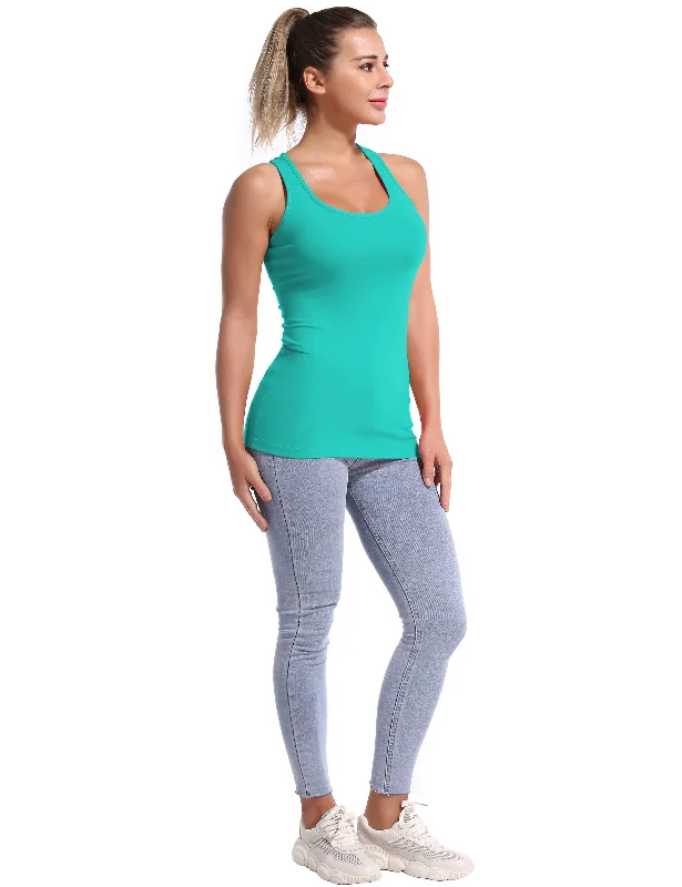 Racerback Athletic Tank Tops cyan