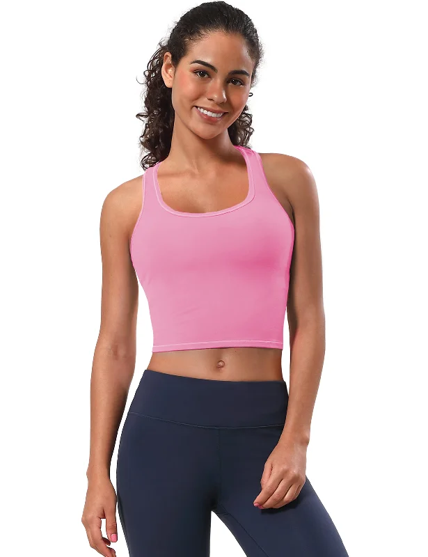 Racerback Athletic Crop Tank Tops lightpink