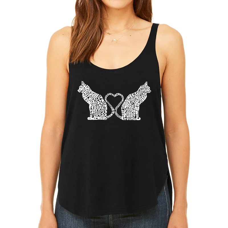 Cat Tail Hearts - Women's Premium Word Art Flowy Tank Top