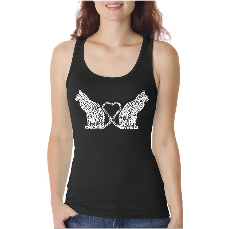 Cat Tail Hearts - Women's Word Art Tank Top