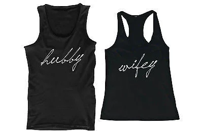 Hubby and Wifey Cute Matching Couple Tank Tops Great Gift Idea for Couples