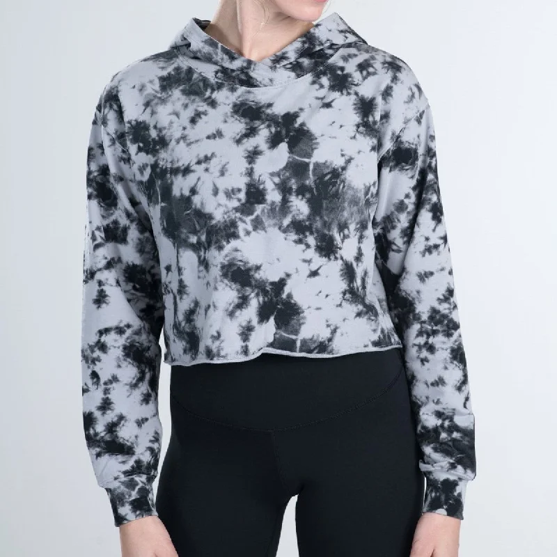 Crop Hoodie - Black Photo Tie Dye