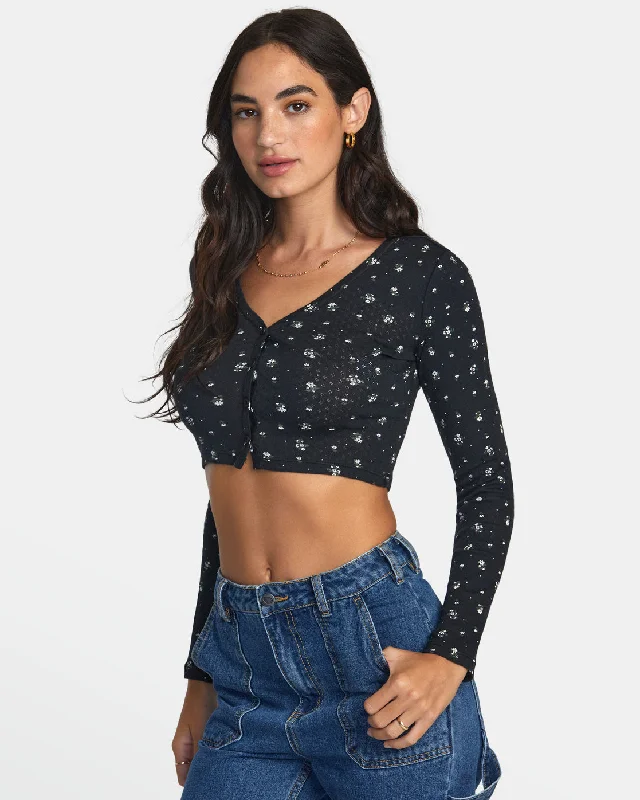 Homecoming Pointelle Long Sleeve Top - RVCA Black