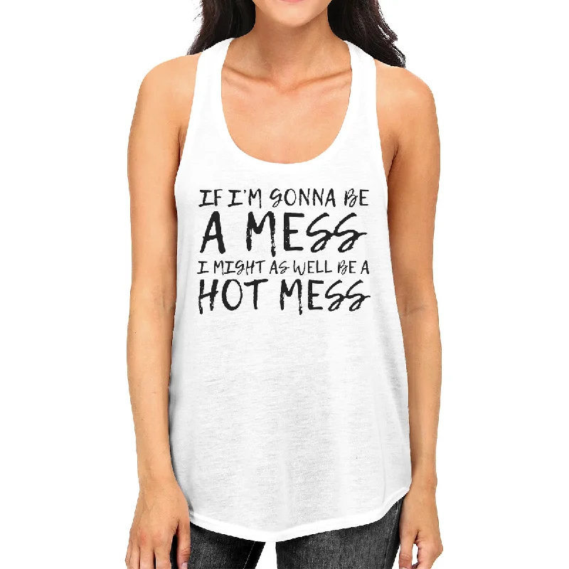 Hot Mess Womens Funny Graphic Tanks Gym Workout Tank Top Gift Ideas