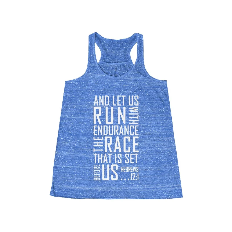 Keep Running the Race Hebrews 12:1 Christian Flowy Racerback Tank