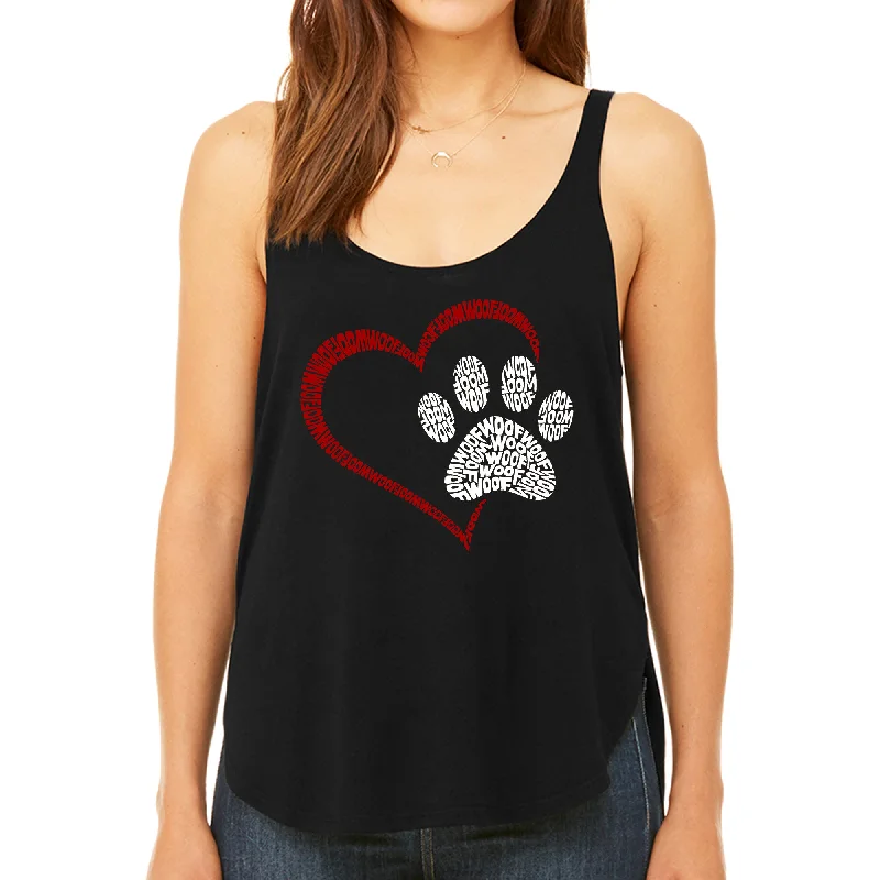 Paw Heart - Women's Premium Word Art Flowy Tank Top