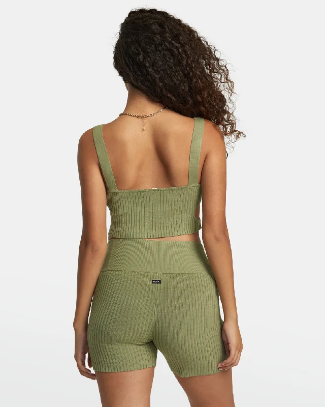 Rose Namajunas Fever Rib Knit Cropped Tank Top - Aloe