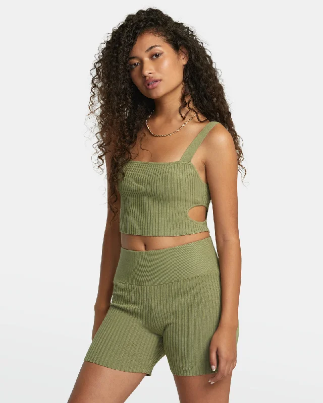 Rose Namajunas Fever Rib Knit Cropped Tank Top - Aloe