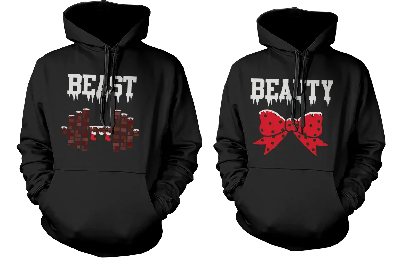 Beauty and Beast Winter Edition Matching Outfit Cute X-Mas Couple Hoodies