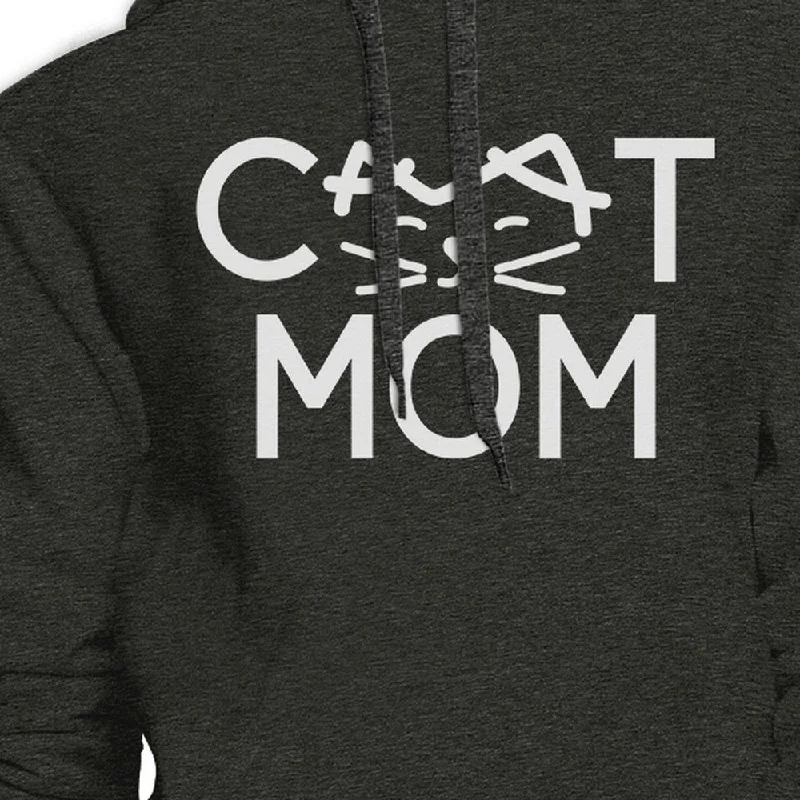 Cat Mom Dark Grey Unisex Hoodie Fleece Cute Gift Ideas For Cat Lady