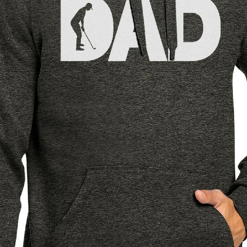 Dad Golf Gray Unisex Pullover Hoodie Fleece Golf Dads Gift Ideas