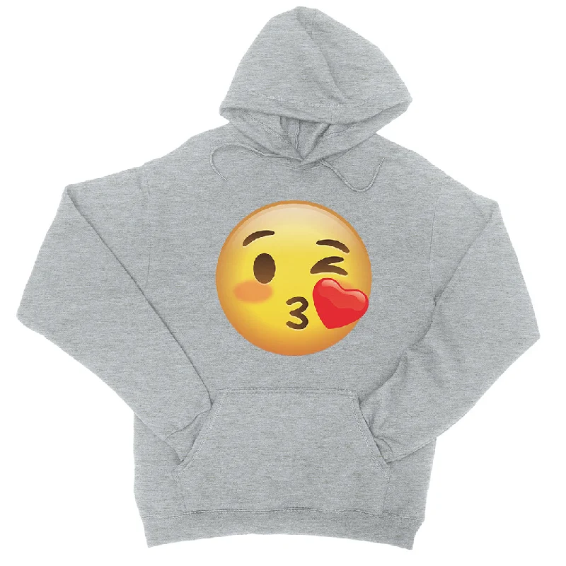 Emoji-Wink Kiss Unisex Pullover Hoodie Passionate Sweet Cool Gift