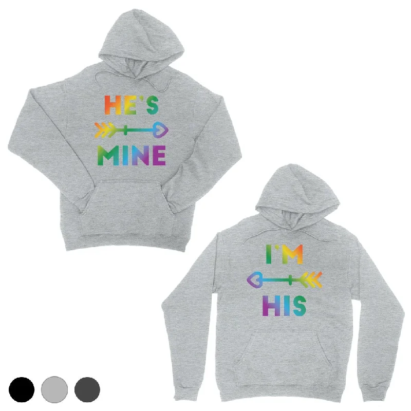 LGBT He's Mine I'm His Rainbow Grey Matching Couple Hoodies