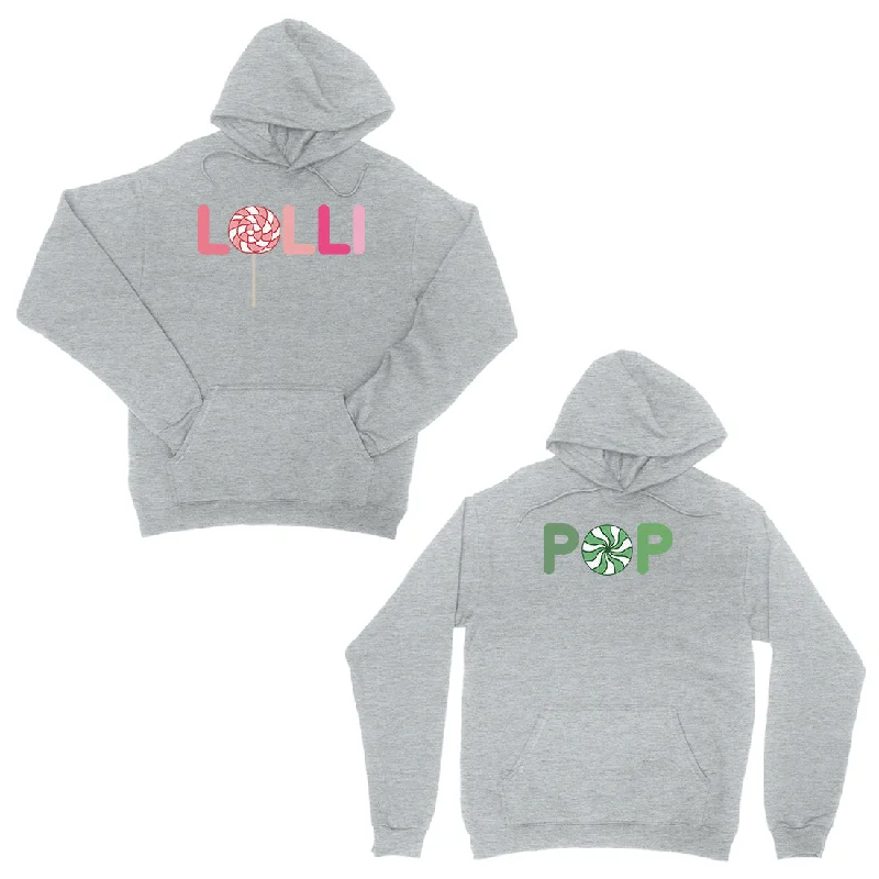 LolliPop Grey Matching Hoodies Pullover For Grandma Grandpa Gifts