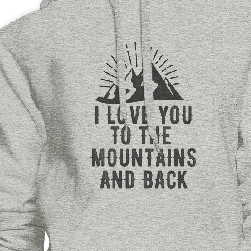 Mountain And Back Unisex Grey Hoodie Funny Graphic Crewneck Fleece