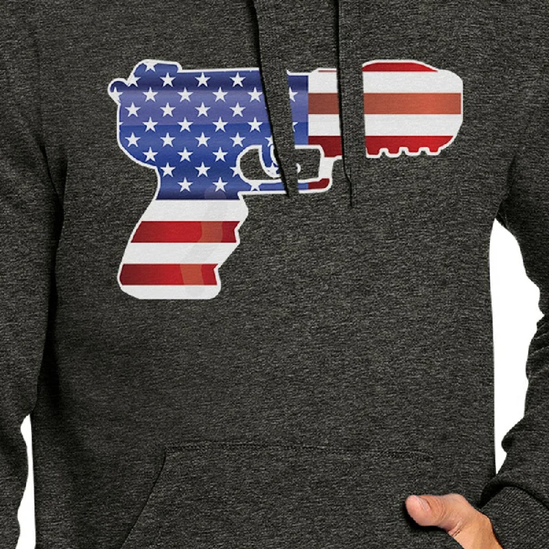 Pistol Shape American Flag Unisex Hoodie For Independence Day