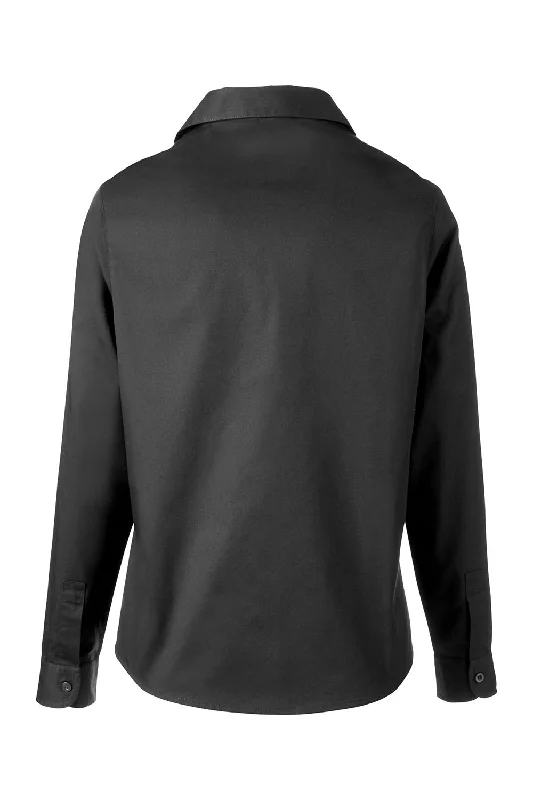 Harriton Womens Advantage Wrinkle Resistant Long Sleeve Button Down Shirt w/ Double Pockets - Dark Charcoal Grey