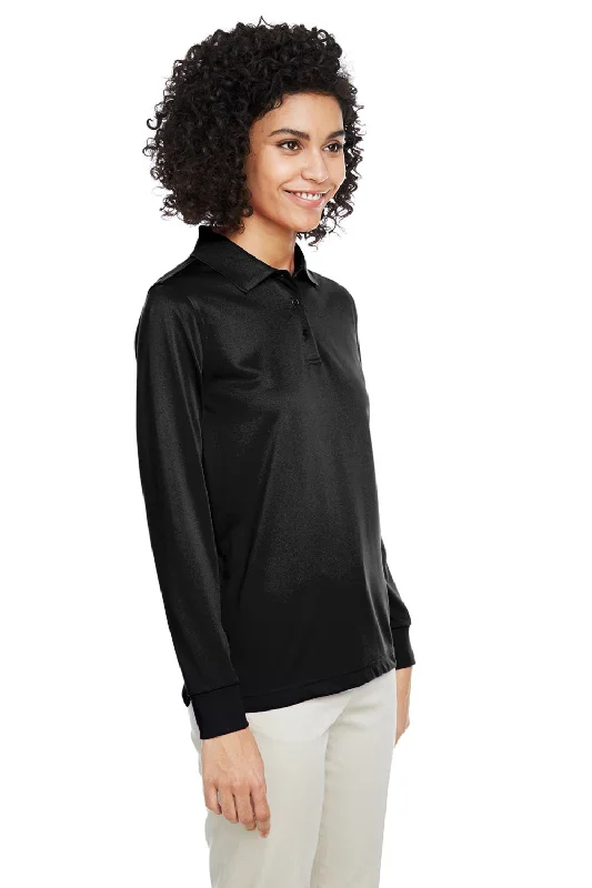 Harriton Womens Advantage Performance Moisture Wicking Long Sleeve Polo Shirt - Black