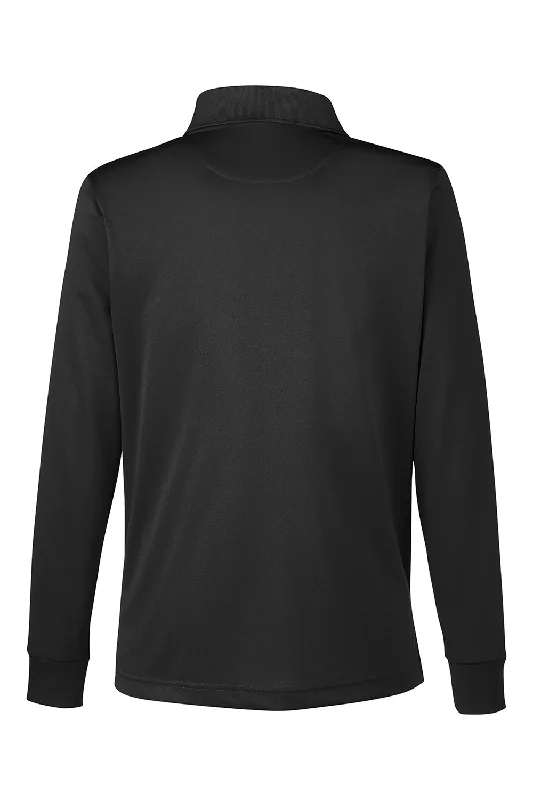 Harriton Womens Advantage Performance Moisture Wicking Long Sleeve Polo Shirt - Black